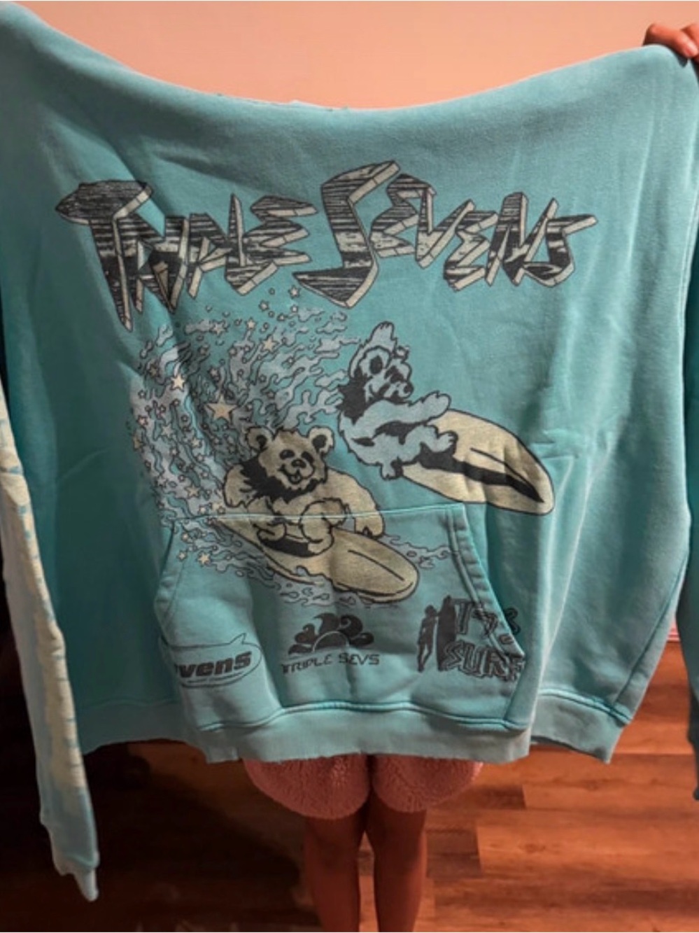 Turquoise Hooded Sweatshirt with Star Logo - XL